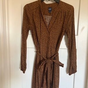 GAP Women's Brown Animal Print Wrap Dress